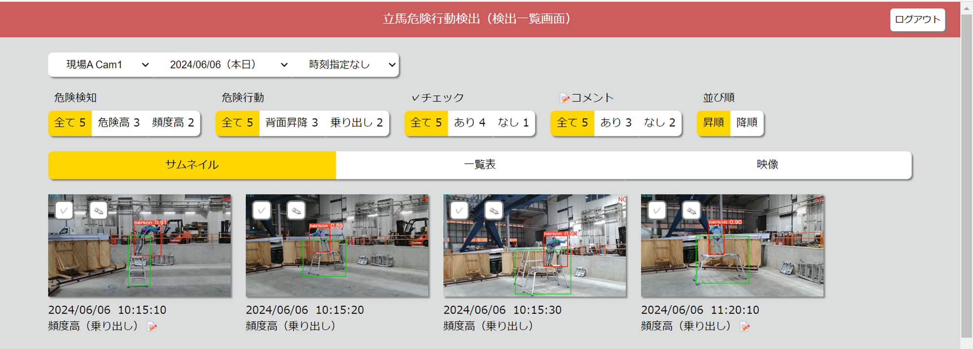 専用のWebアプリケーションを使用して、自分の危険行動の情報を閲覧することが可能です