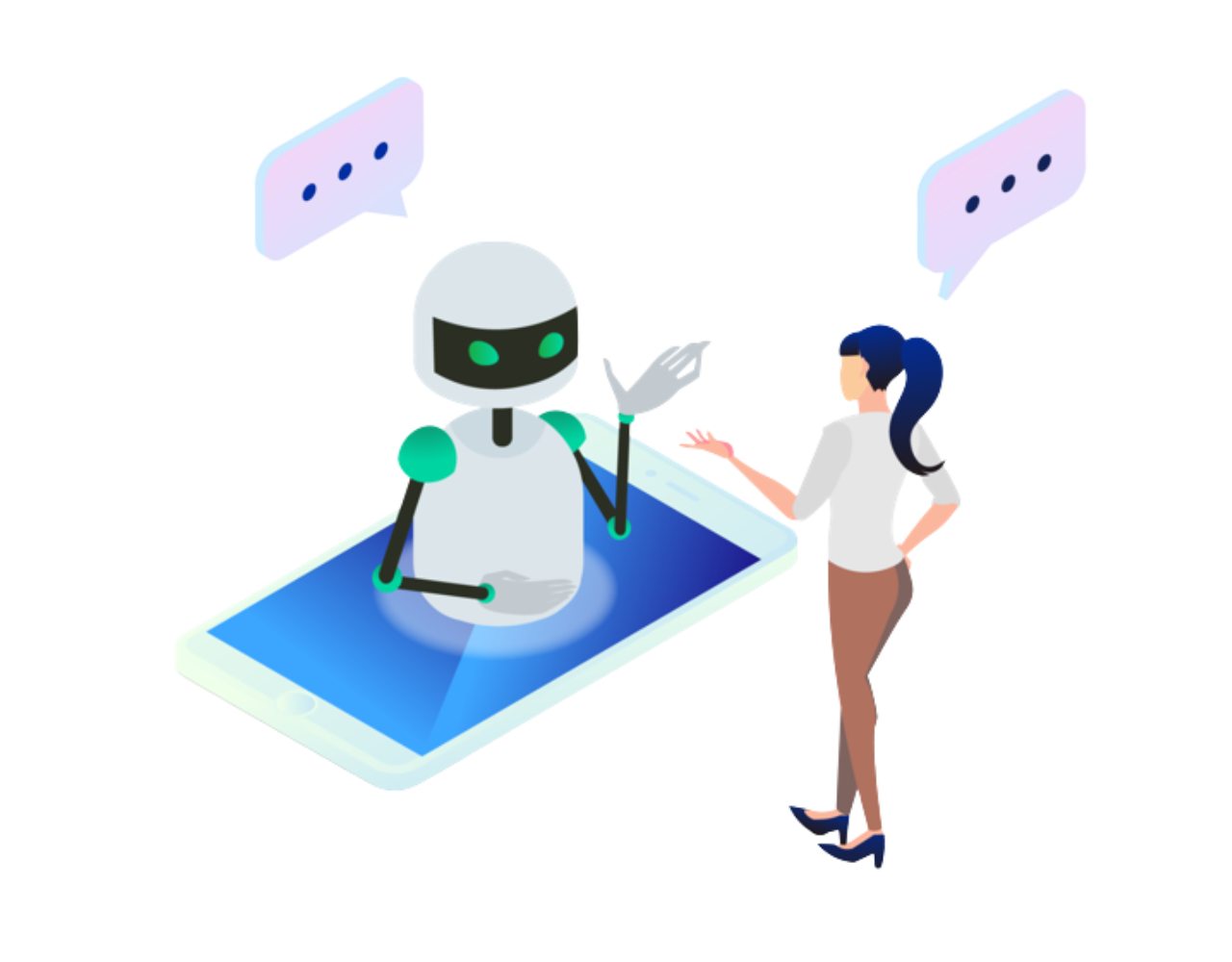 自治体担当者と生成AIが会話しているイラスト