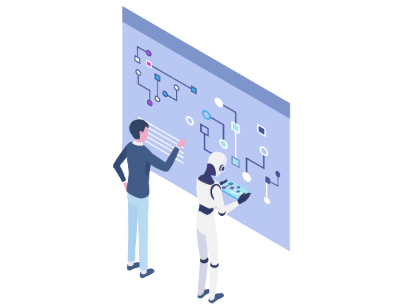人とAIが協働しているイラスト