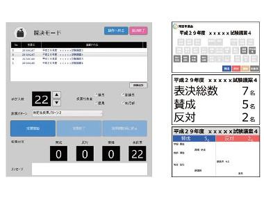 有線・赤外線統合会議システムの投票結果画面。